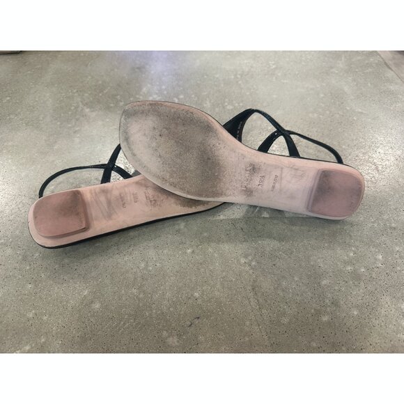 Prada Leather logo Sandals 39.5  $900 Lg triangle emblem with Box - Picture 7 of 7